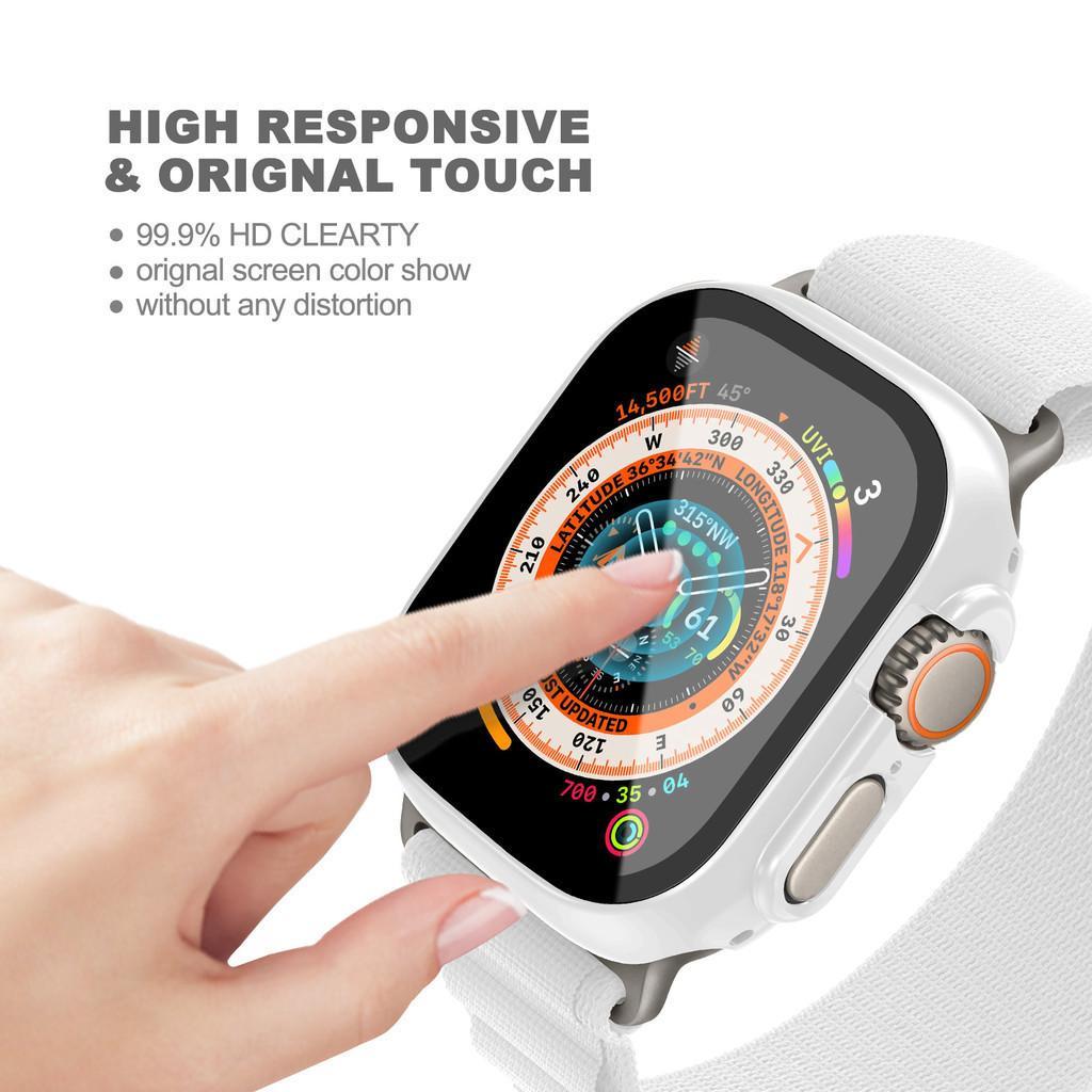 2 in 1 Tempered Glass with PC Case for Apple Watch Ultra 3/2/1 49mm 46mm 42mm 40mm 41mm 44mm 45mm  Case for IWatch Series 10 11 1 2 3 4 5 6 7 8 9 SE3/2/1 42 38 mm Smart Watch Matte Model Film Pelindung Cover Screen Protector