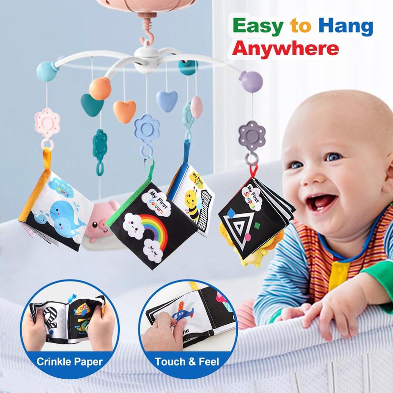 Baby Early Education Cloth Book, Soft Baby Books, Tear-proof Crinkle Cloth Books for Newborn Infant Babies, Animals Numbers Shapes Learning Book 1