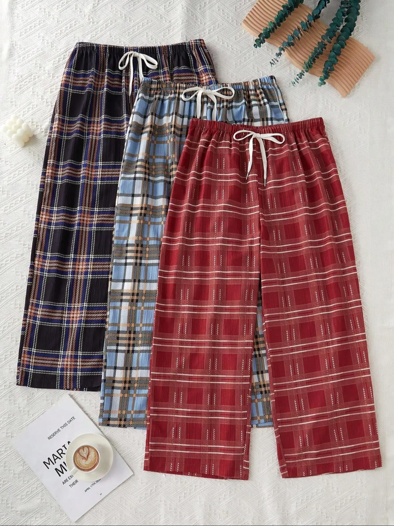 【Plus Size】 Plaid Print Pajama Pants, Casual Comfy Breathable Trousers for Daily Wear, Women's Sleepwear for All Seasons, Pjs