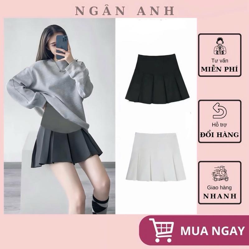 [Ngân Anh] Chân váy tennis bầu li xoè to, chân váy xếp ly bầu có quần bảo hộ và chun chỉnh bụng tiện lợi cho Mom