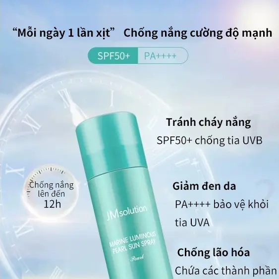 JMsolution Hàn Quốc là dòng sản phẩm xịt chống nắng SPF50+ trắng da và giữ ẩm thích hợp sử dụng cho toàn thân Sản phẩm có kết cấu nhẹ nhàng không nhờn dính bioreuv 3