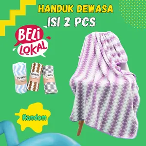 KUP - COD MURAH PAKET 2 HANDUK DEWASA HANDUK MICROFIBER UK  70 x 140 CM WARNA DAN MOTIF RANDOM