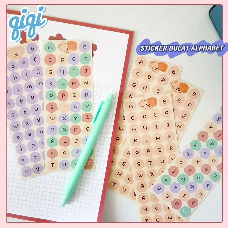 Sticker Bulat Alphabet A-Z/Sticker lucu - Qiqi Treasure
