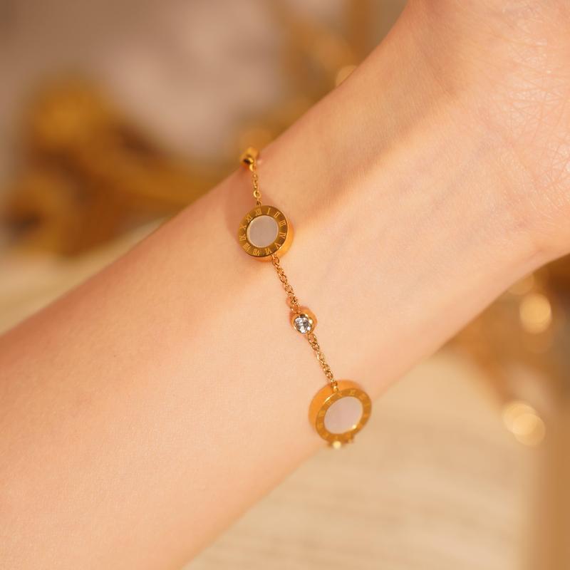 Gelang Rantai Pecah Kopi Bulat Moon Bracelet Titanium Perhiasan 6