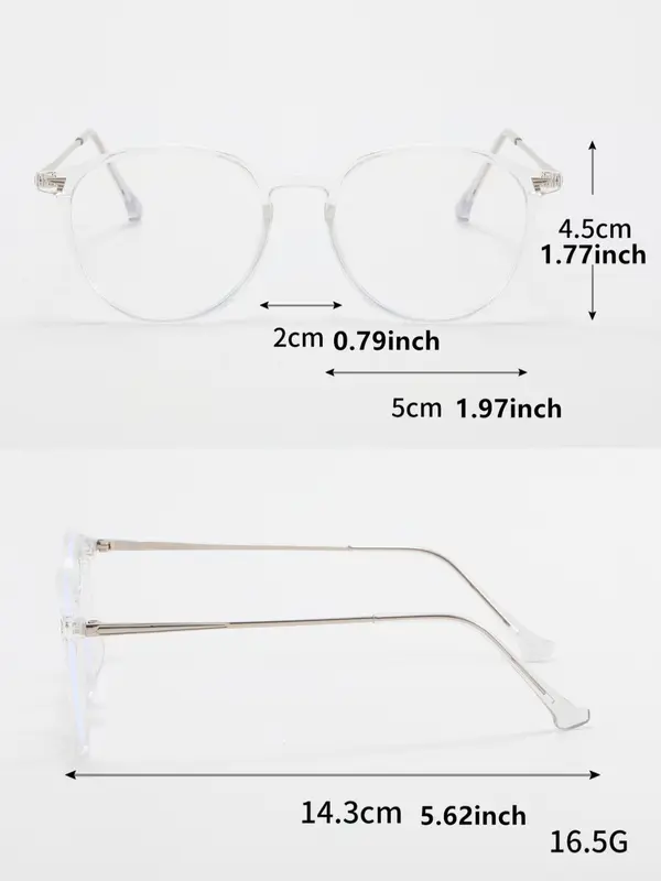 1 Pair Simple Design All-match Eyeglasses for Everyday Use, Minimalist Casual Round Frame Fashion Eyeglasses for Both Men & Women 1