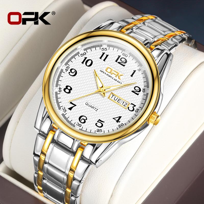 OPK Đồng hồ nam dây đeo thép không gỉ dạ quang chống nước giá rẻ watch Đeo Tay 8110