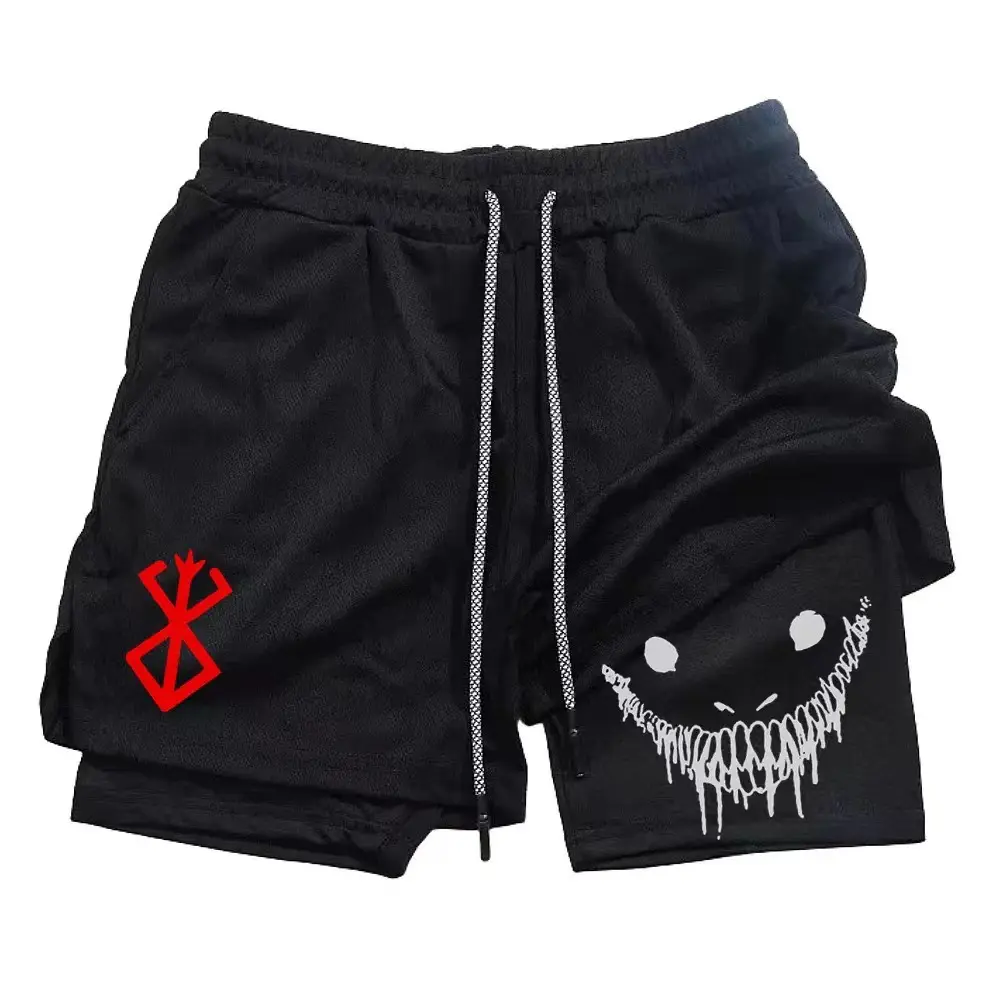 Dragon Ball Series Ghost Face Shorts Summer Printed Double-Layer Two-in-One Men's Basketball Running Leisure Home Sports Menswear Lingerie ee  shorts Tropical