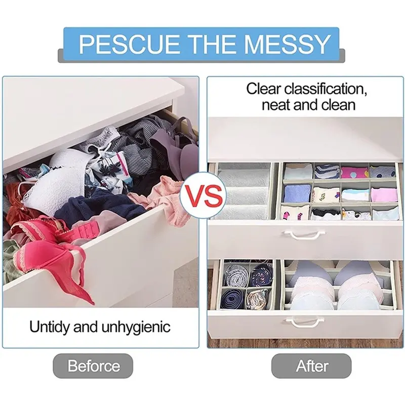 Multi-grid Underwear & Socks Storage Box, 1 Count Folding Clothes Storage Box, Household Home Storage Organizer, Home Organizer Supplies, Summer Gift 6