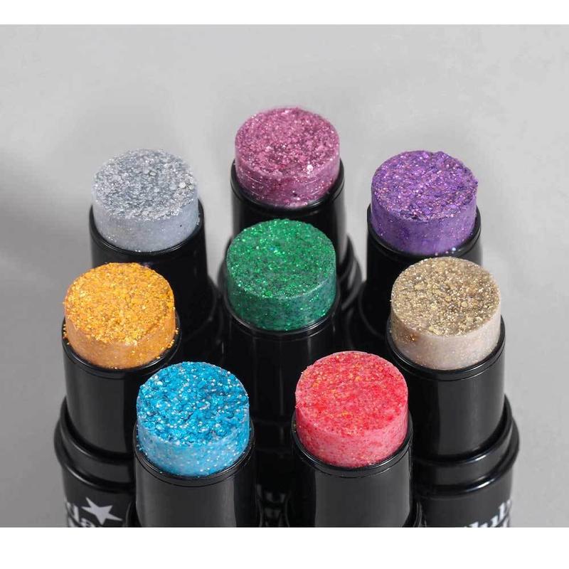 Product Introduction of Green Sequins Glitter Gel Stick Multi-purpose Nail Hair Face Body Glitter Balm Flash Loose Sequins Cream Festival Stage Makeup 26