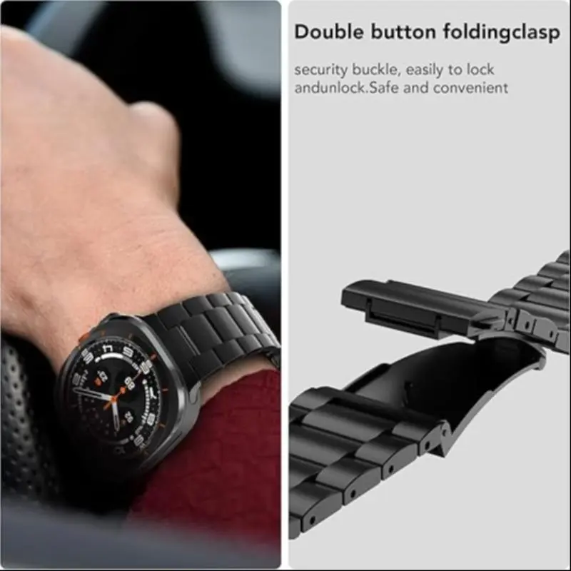 Stainless Steel Watch Band (Band Only), 1 Count Fashionable Watch Band for Samsung Galaxy Watch 7 Ultra 47mm, Durable & Adjustable Watch Accessories 3