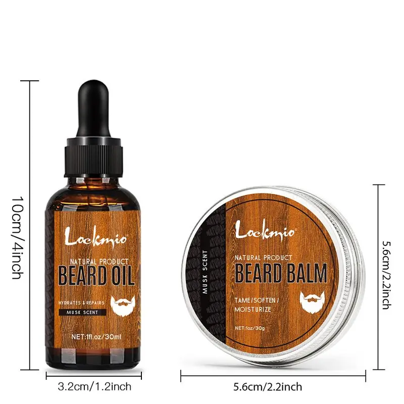 Beard Oil & Beard Balm Set, 2 Counts Beard Care Product, Men's Care Product for Softening, Nourishing, Smoothing and Strengthening Beard 1