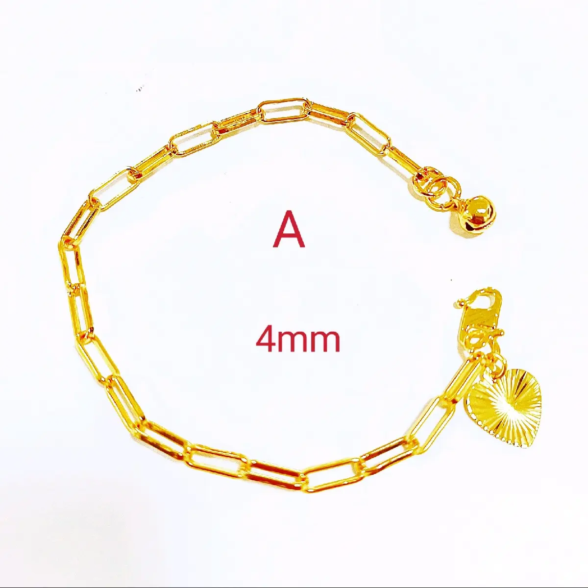 Gelang Rantai Tangan Paper Klip 4mm A Gold Plated - Bracelets