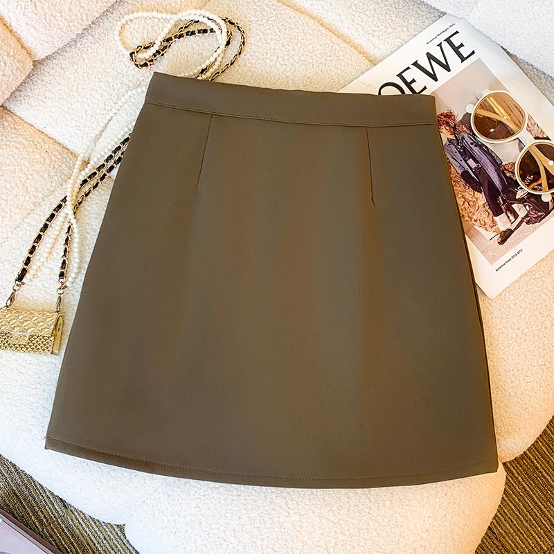 AMMIN Korean style zipper high waist fashion pleated chiffon skirt Women 2024 Spring Fall retro solid color commuter A-line anti-slip hip wrap one-step dress 3