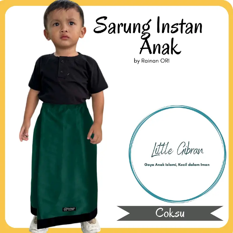 Little Gibran Sarung Instan Anak Laki Laki by Rainan ORI - Motif Printing Anak Sarung Ramadan Puasa Lebaran 6