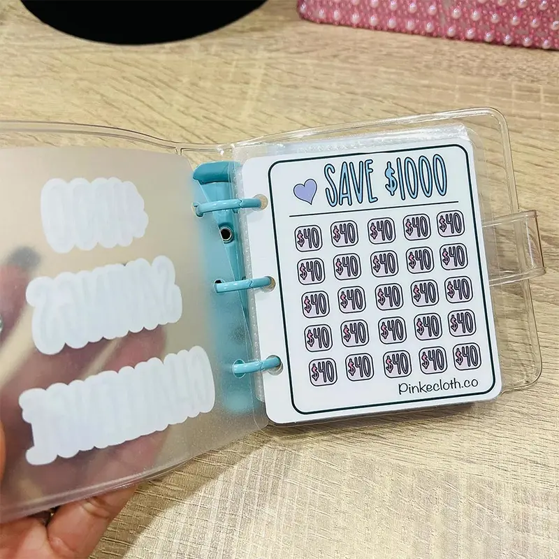 Sách Thử Thách Tiết Kiệm, Sổ Đóng Tiền, Cầm Tay Mini, Tiết Kiệm £ 1000, Sổ Tay Lá Rời, Sách Lưu Trữ Ngân Sách Tiền Mặt 8