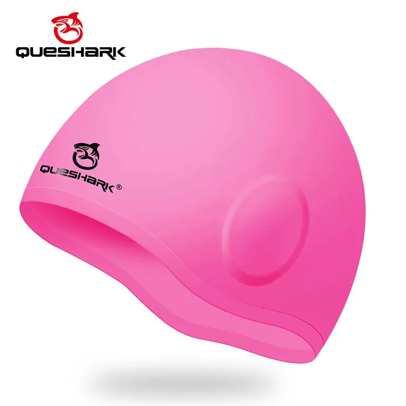 3D Ear Protection Swimming Cap, Waterproof Elastic Long Hair Adult Swimming Hat, Comfortable Soft Silicone Swimming Cap for Men Women
