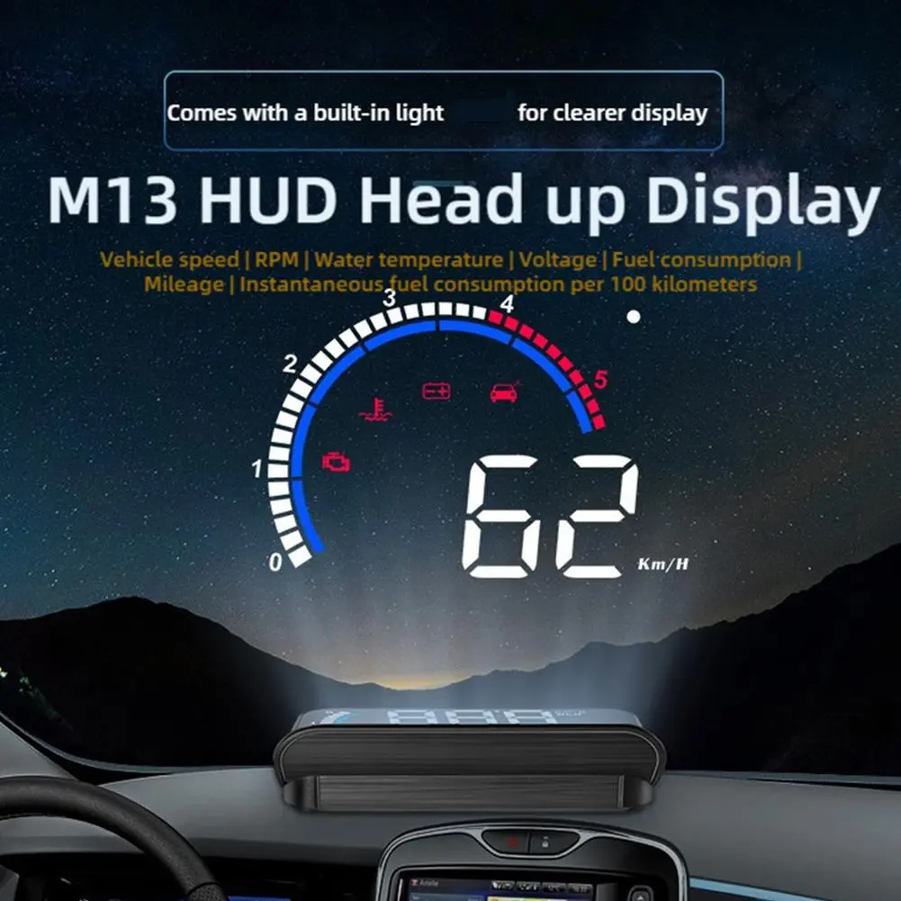 1 Pc Digital Alarm Set M13 HUD GPS Compass Clock Speed Meter Car Head Up Display Windshield Projector Speedometer Auto Accessories