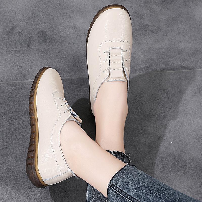 Spring New Large Size Women's Genuine Leather Shoes Casual Flat Shoes Women's Middle-Aged and Elderly Soft Bottom Mom Shoes Small Leather Shoes Wholesale 5