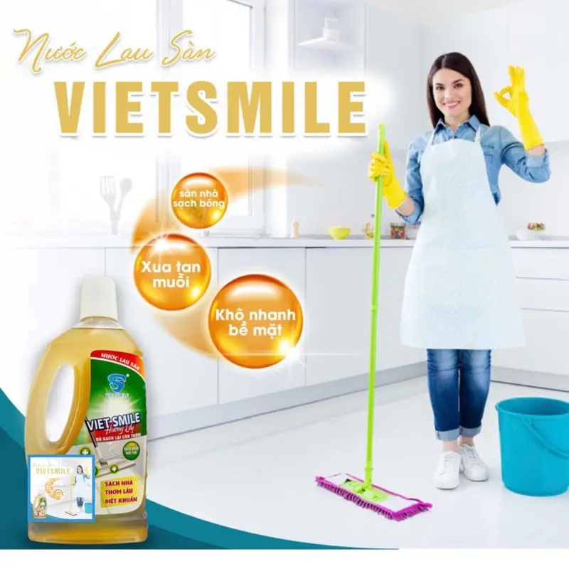 Nước lau sàn huong LiLy Vietsmile                       Khử mùi mạnh mẽ và giúp sàn nhà luôn thơm tho sach bong