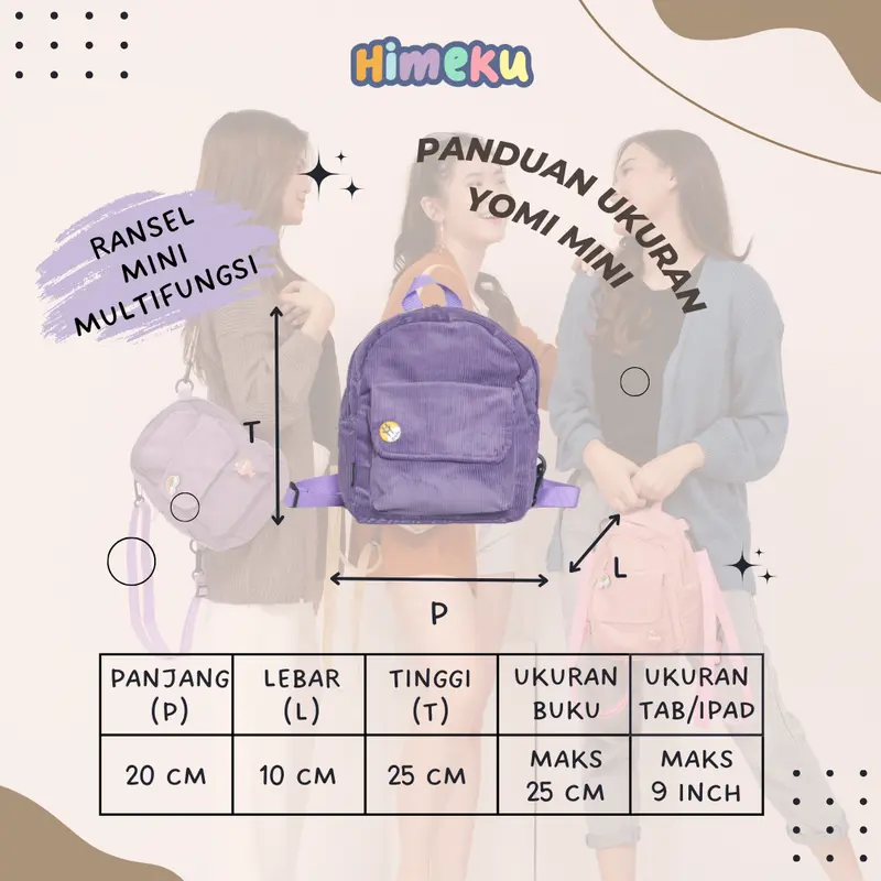 Himeku YOMI MINI Backpack - Tas Kecil Multifungsi - Backpack Slingbag - Ransel Corduroy 1