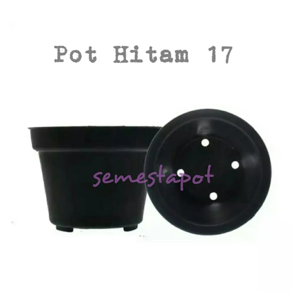 Pot Bunga Tanaman Plastik Hitam Ukuran 17 cm