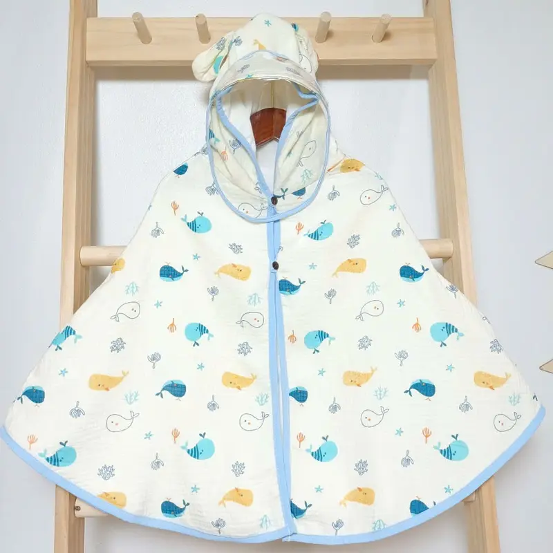 Áo choàng chống nắng cho bé chất xô muslin kèm tấm chắn HABY KIDS độ tuổi từ 0 đến 4 tuổi,( Shop xin điều chỉnh 3 lớp cũ xuống 2 lớp và 2 lớp xuống 1 lớp cho các mom chưa dùng xô muslin dễ hiểu ạ ) Voi Jean 3