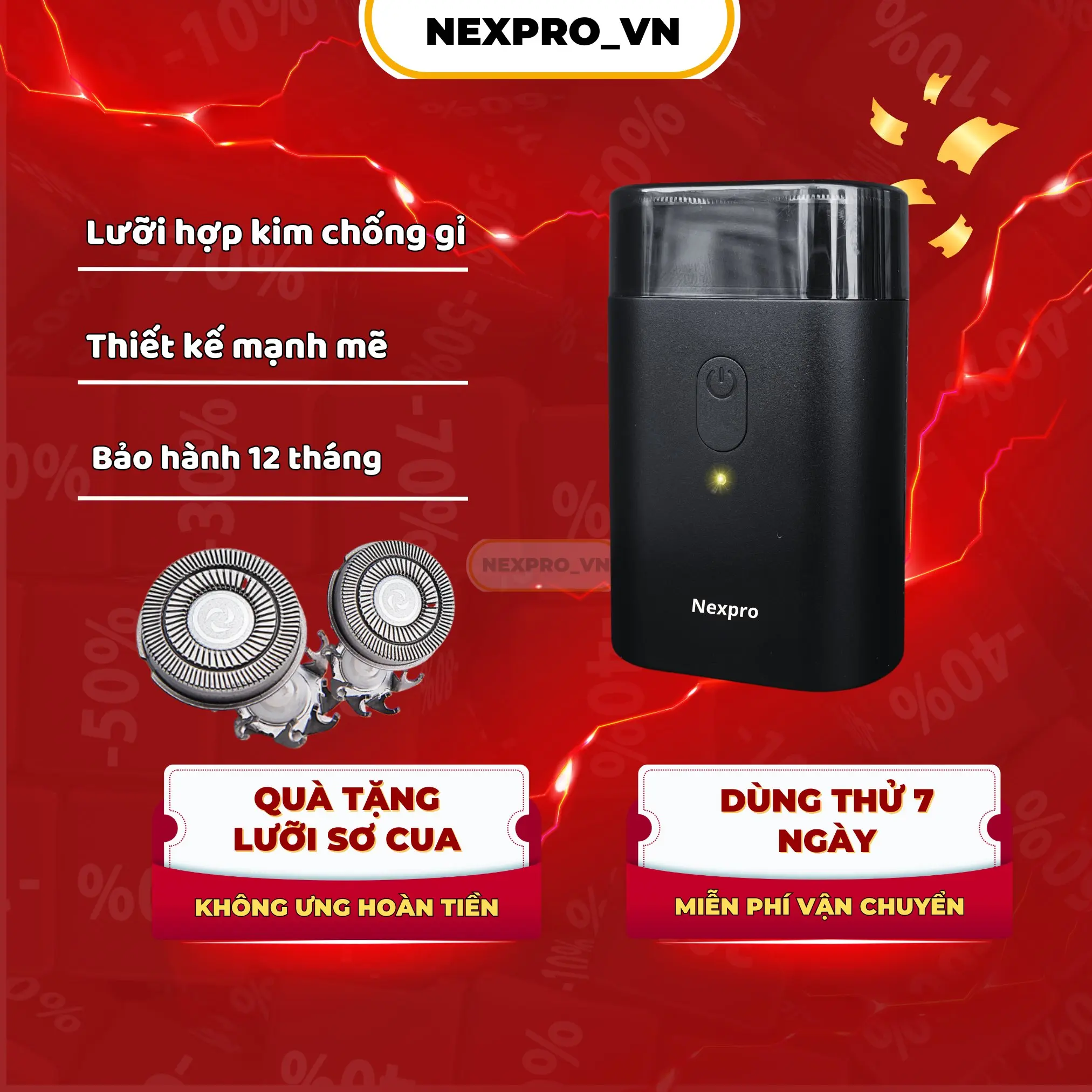 máy cạo râu mini Nexpro tiện dụng dễ dàng cắt tỉa những bộ râu dày - Tặng 2 lưỡi cạo sơ cua