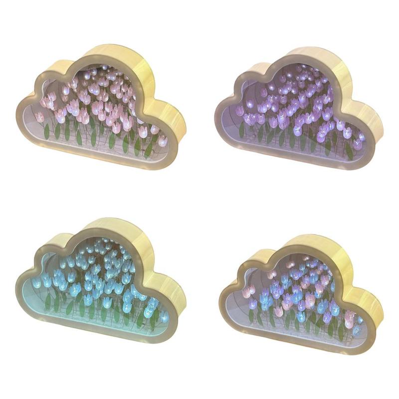 Product Introduction of Tanabata Gift Cloud Mirror Tulip Sea Of Flowers Night Light DIY Handmade Birthday Gift For Q0W6 24