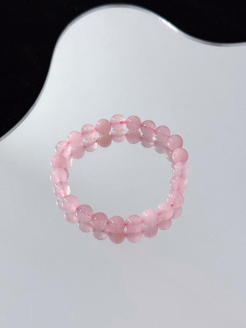 Product Introduction of Pink Crystal Beaded Bracelet, Simple Elastic Bracelet for Women & Men, Fashion Accessories for Daily Wear, Trendy All-match & Exquisite Jewelry for Birthday Gift 4