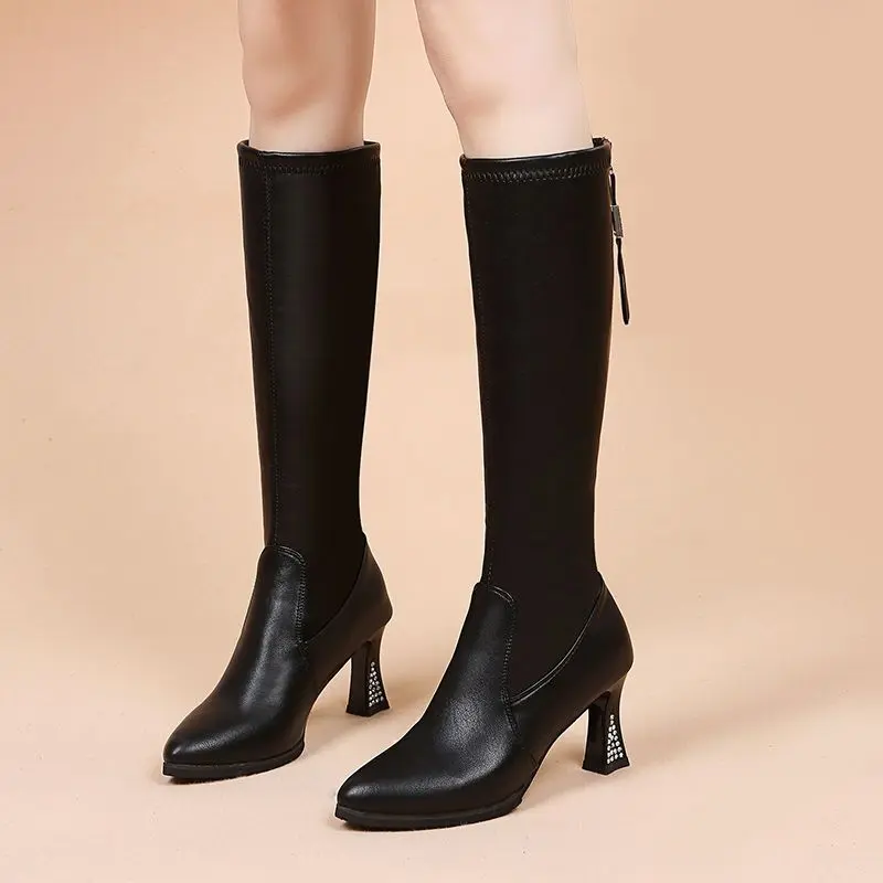 Bốt Dưới Đầu Gối Cho Nữ, Bốt Đơn Mũi Nhọn, Bốt Gầy, Gót Chunky, Bốt Hiệp Sĩ Cao, Bốt Cao Đến Đùi Cho Nam Nhỏ 1