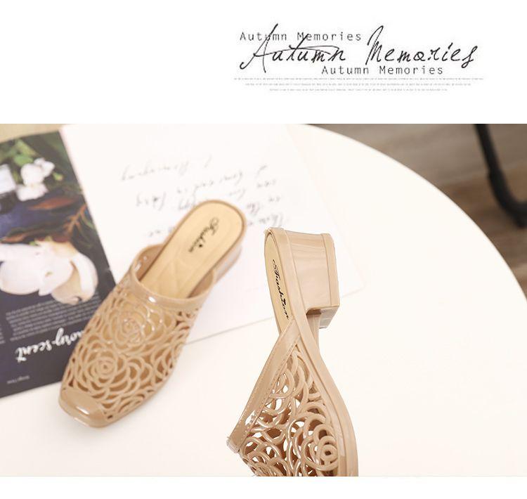 Product Introduction of Dép Đi Biển, Dành Cho Nữ, Có Thể Đeo Ngoài Trời, Bít Mũi, Gót Trung Bình Mùa Hè, Thời Trang, Dễ Phối Đồ, Không Trơn Trượt, Đế Mềm, Phong Cách Hàn Quốc, Thiết Kế Khoét Lỗ, 2024 5