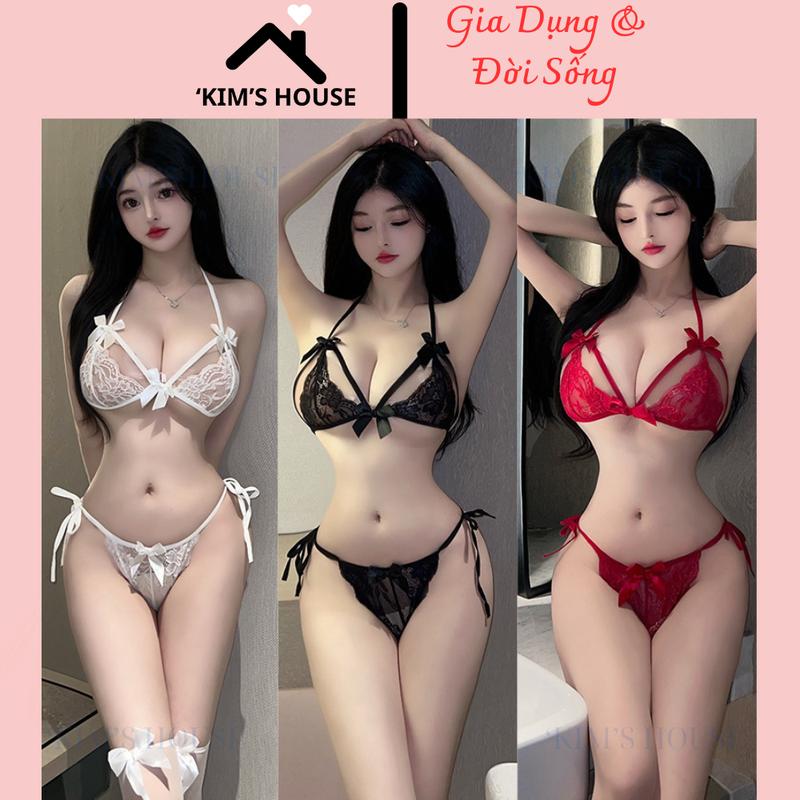 Set Bikini Gợi Cảm Ren Một Mảnh Thoáng Mát, Set Đồ Lót Nữ Gợi Cảm Sexy Quyến Rũ Tôn Dáng C012 0