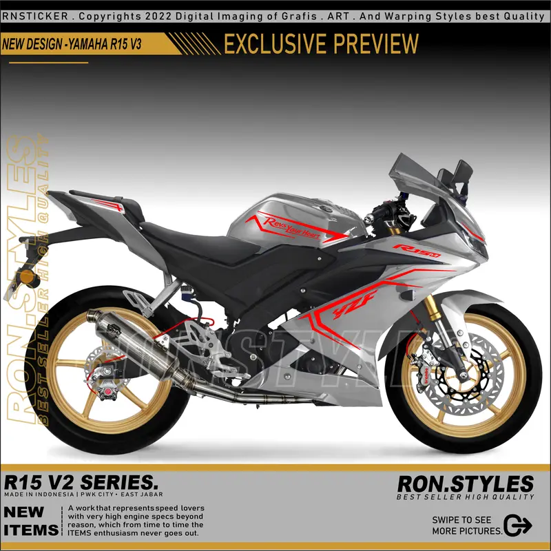 V2 CUTTING STICKER STRIPING VARIASI R15 V3 STRIPING R 15 2017 SAMPAI 2021 STIKER R 15R1M LIS BODY R15 STRIPING YAMAHA R15 STRIPING VARIASI R15 TRANSPARAN SIMPLE STYLE 6