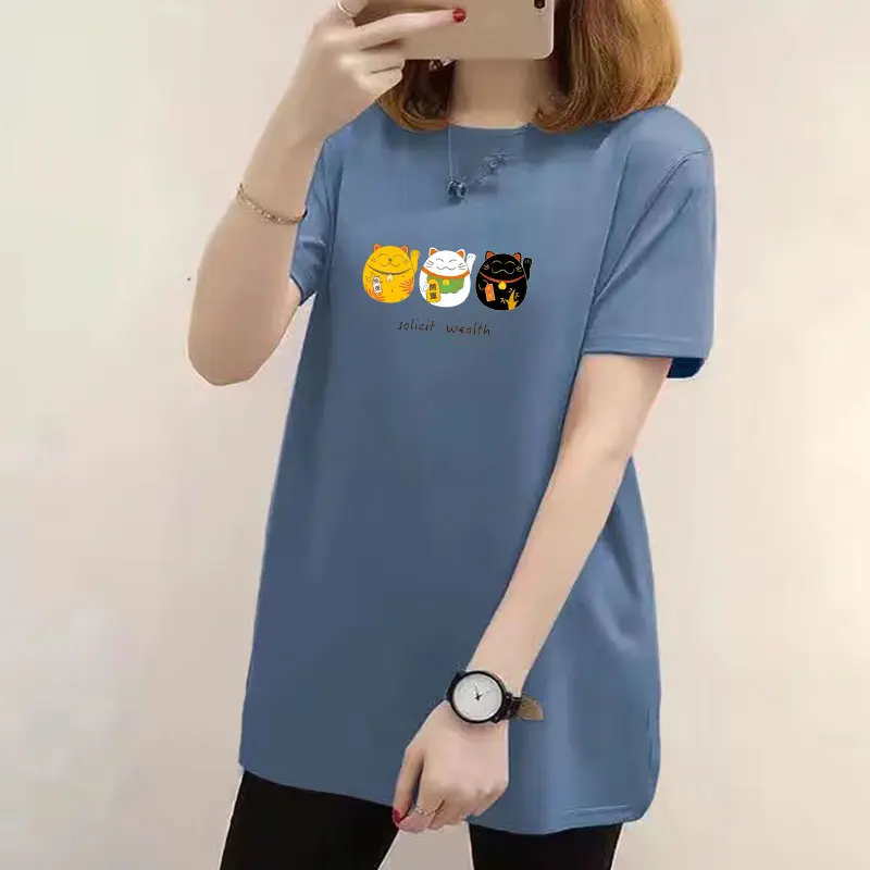 long t shirt women summer new short sleeve casual long blouse women clothes plus size white top blouse women