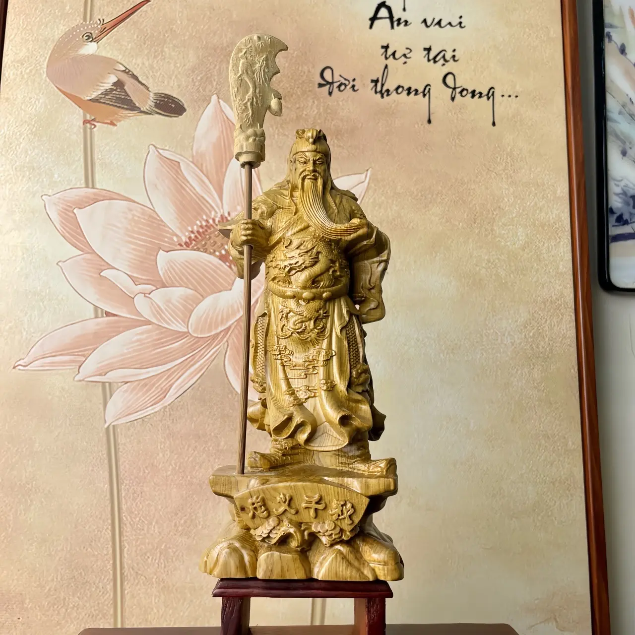 Tượng Quan Công , Quan Vũ Gỗ Bách Xanh Cao 20cm Mùi Hương Thơm