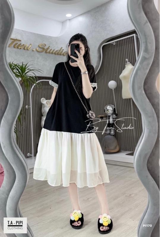 Product Introduction of [Minn.Studio] Váy babydoll chất Cotton tay ren phối chân Tơ Voan (bầu bon chen được)- Hàng chuẩn mẫu 16