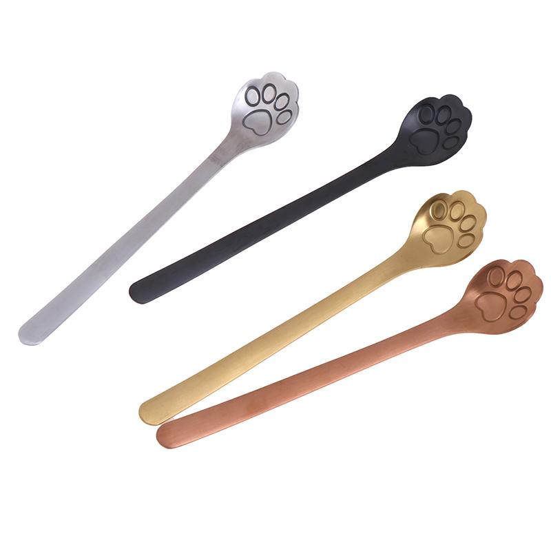 1Pc Stainless Steel Coffee Dessert Spoon Cat Paw Claw Spoon Stirring ...