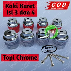 Kaki Karet Tebok Topi Warna Krom Sangkar Kotak Murai Kosan Lovebird Isi 4 dan 3 Fullset Kilap