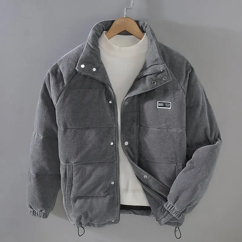 Áo Khoác Đệm Cotton Vải Nhung Kẻ Ấm Áp Cho Nam, Áo Khoác Hợp Thời Trang Đơn Giản, Áo Khoác Có Thể Mặc Bên Ngoài, Áo Đẹp Trai, Mùa Đông, Mới