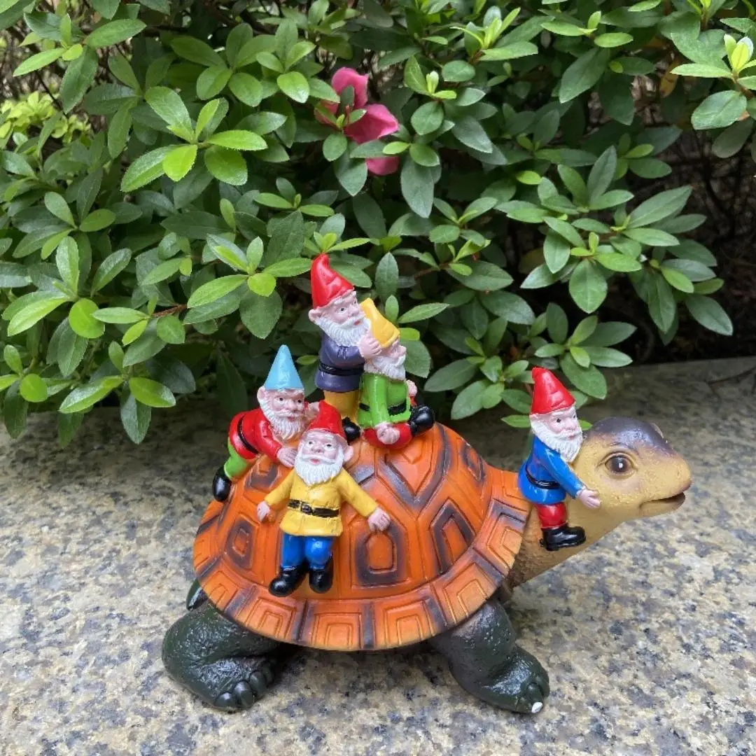 Garden Gnome Turtle Statue, Cute Resin Turtle Ornament, Outdoor Garden Decor for Lawn & Patio & Yard, Garden Decor Supplies, Decoration