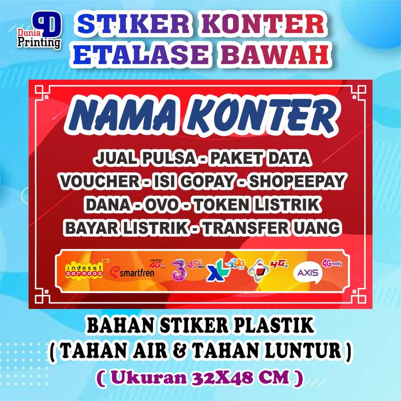 Stiker konter bawah etalase - POSTER TOKO - pakai nama kontermu sendiri- stiker anti air - tahan luntur - size 32x48 cm 1