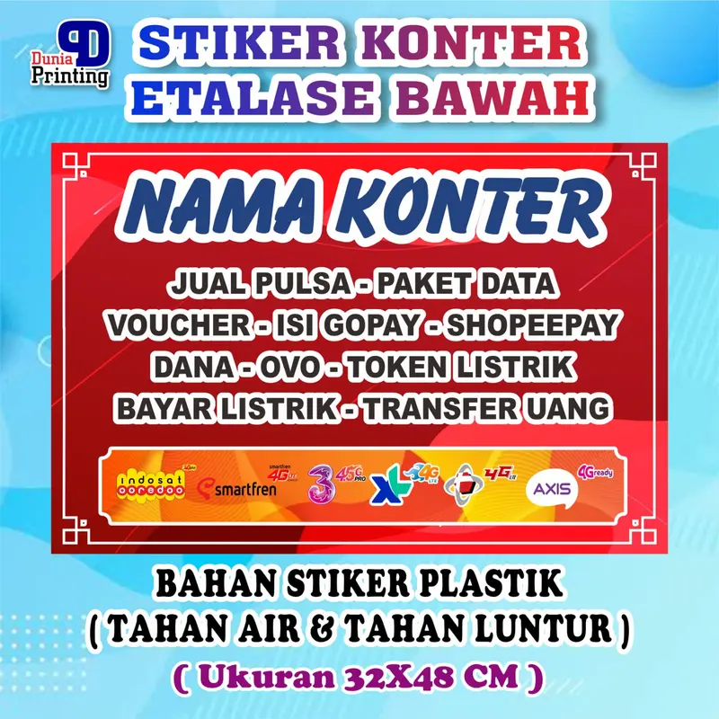 Stiker konter bawah etalase - POSTER TOKO - pakai nama kontermu sendiri- stiker anti air - tahan luntur - size 32x48 cm 1