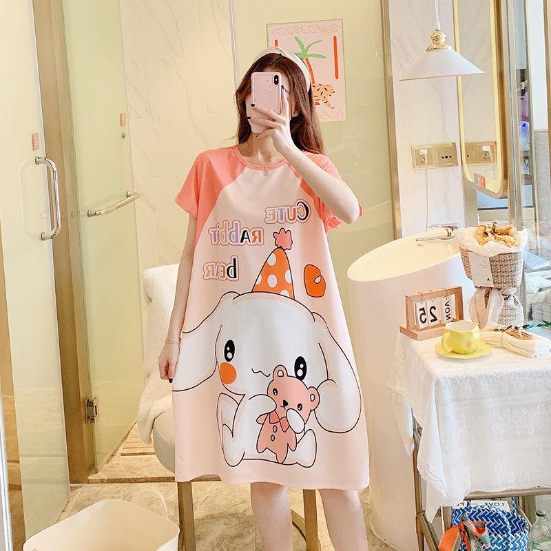 Đồ Ngủ Nữ, Phong Cách Mới, Bộ Sưu Tập Mùa Hè, Phong Cách Hàn Quốc, Váy Ngủ Dễ Thương, Thiết Kế Hoạt Hình, Dáng Rộng Vừa Vặn, Ngoại Cỡ, Thích Hợp Cho Học Sinh, Dài Trung Bình Đồ Mặc Nhà Women Dress 1