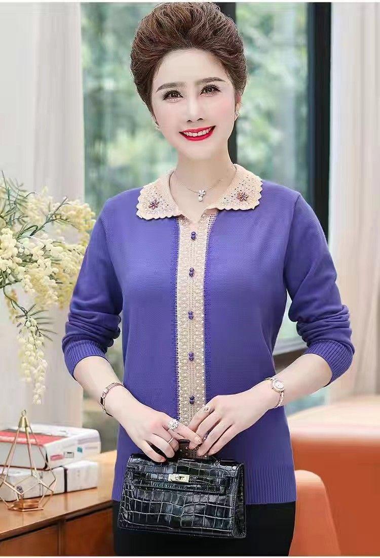 Product Introduction of Quần Áo Nữ Trung Niên Và Cao Tuổi, Thời Trang Hàng Đầu, Dát Kim Cương, Áo Lót Mùa Thu Và Mùa Đông, Áo Len Dệt Kim, Cho Tình Yêu Của Mẹ, Hàng Mới Về Top Women 22