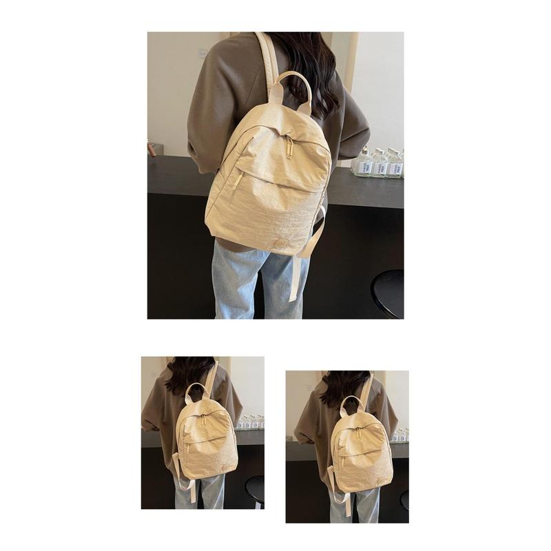Product Introduction of Fashion Solid Color Lightweight Backpack Nylon Soft Shoulder Bag Large Capacity Travel Backpack 15