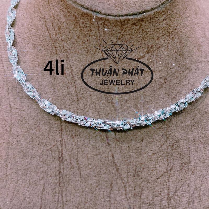  Phụ Kiện Dây Chuyền D06 Xoắn Vuông 4li Cắt Máy Đeo Cổ Đi Tiệc Sang Trọng Dày 50cm Và 45cm Trang Sức Bạc Ý Xi Kim - Bạc Thuận Phát 