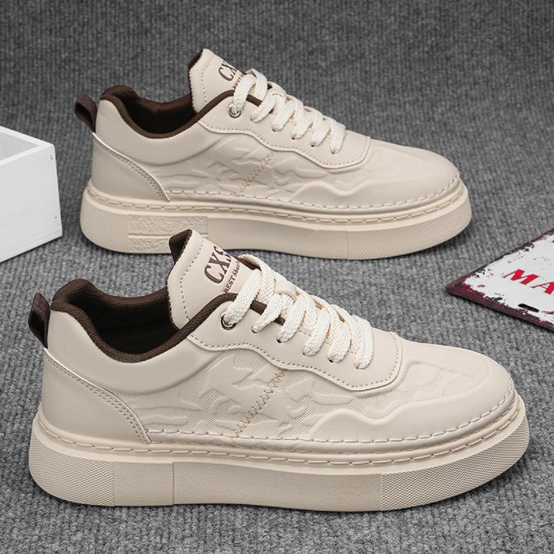 Giày nam - Giày sneaker da PU trắng kem họa tiết thời trang trẻ trung A88 Shoes