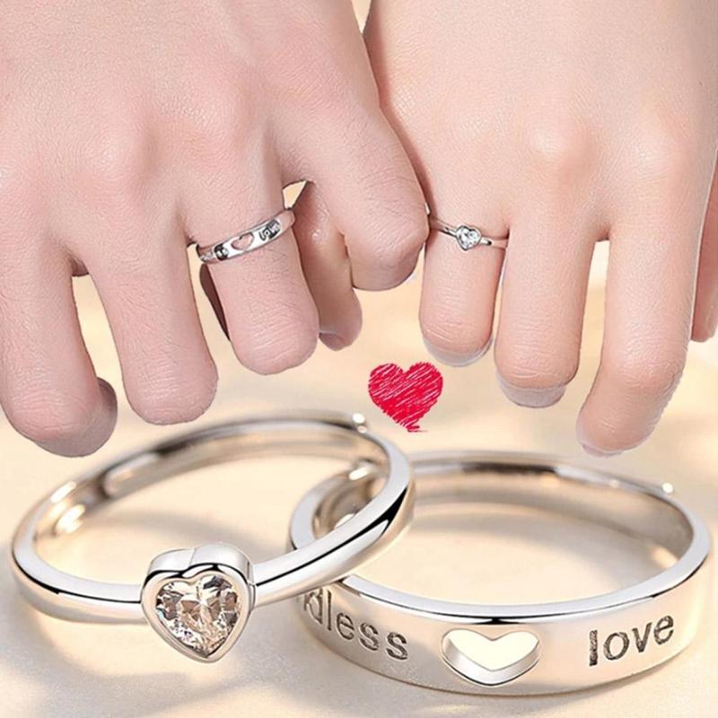 2pcs Set Promise Ring Couple Promise Ring Couple Gift Heart [endless ...