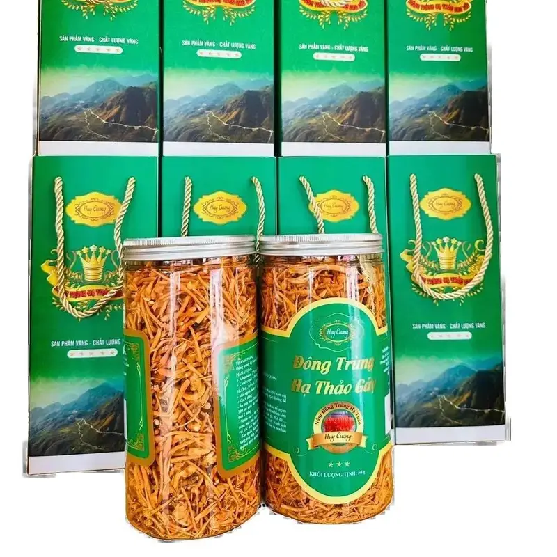 Com Bo 2h đông trùng hạ thảo Huy Cương  hàng gãy sấy thăng hoa  mỗi hộp 50g(Mua combo 2h được tặng thêm 1 gói vụn 10g) 2
