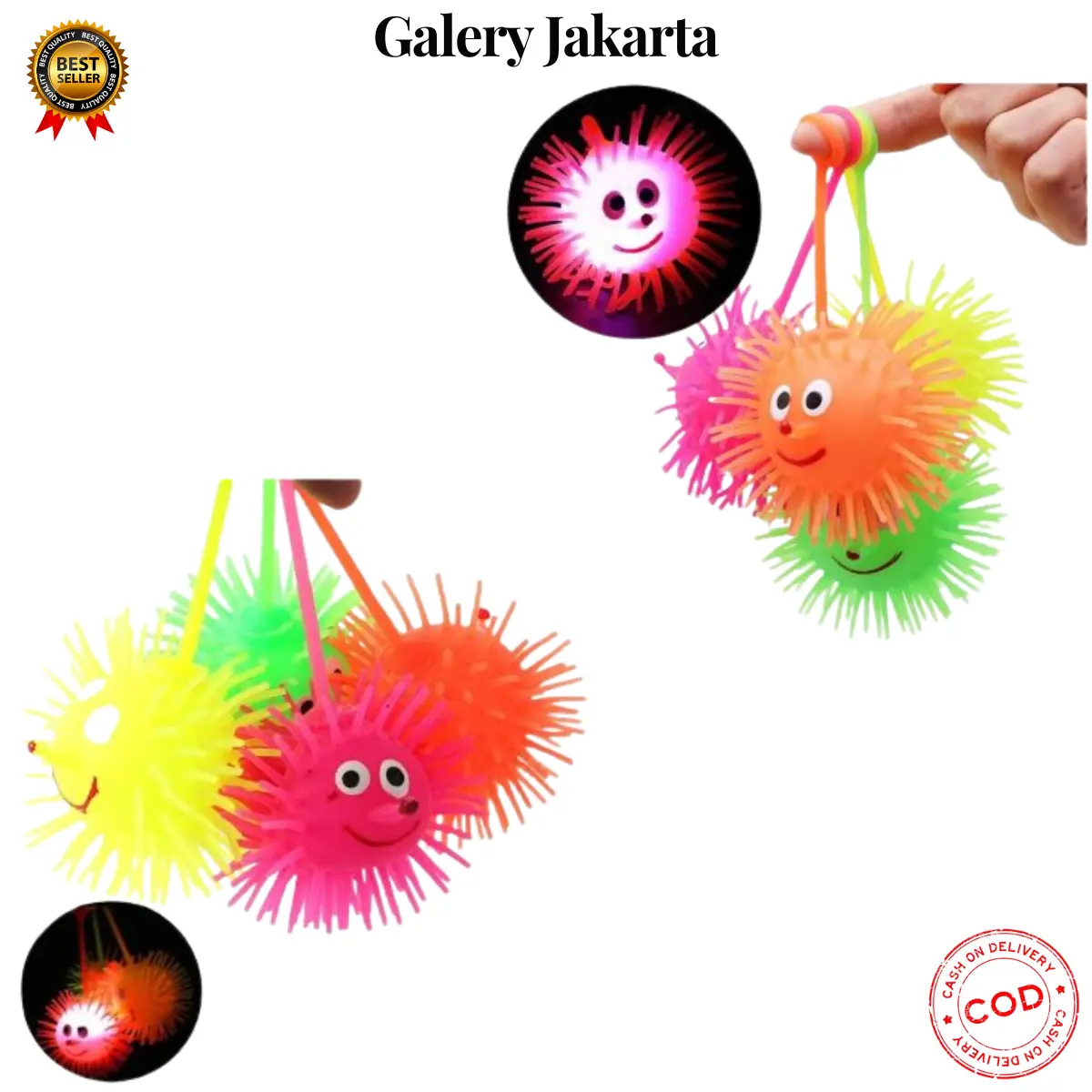 COD GaleryJak | Mainan Anak Ubur-Ubur Bola Lampu Puffer Ball Yoyo Led Warna-Warni